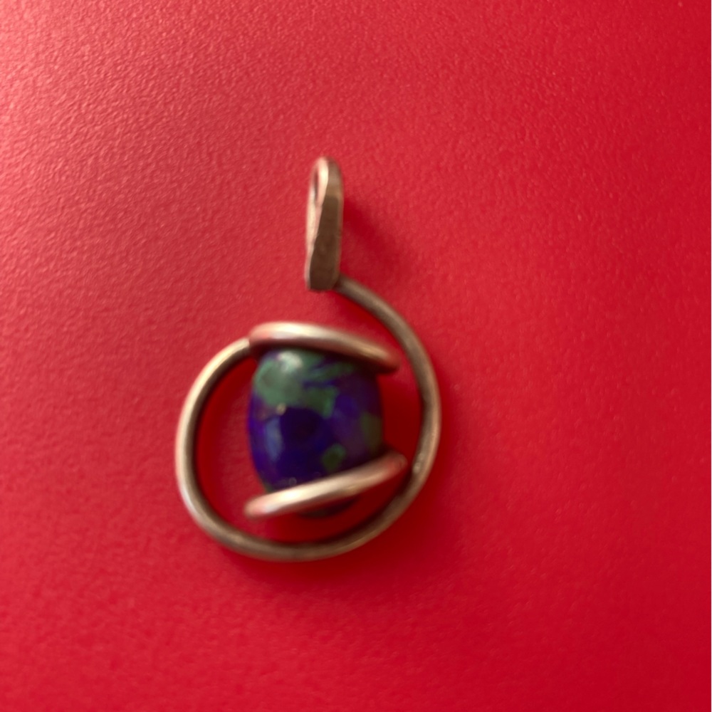 Silver pendant, handmade with stone.